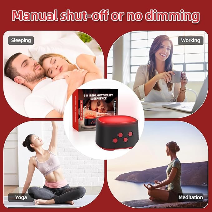 2-in-1 Red Light for Sleep with White Noise, Red Light Relaxation Lamp, Ideal for Bedroom, Meditation, Naps, Yoga and Travel