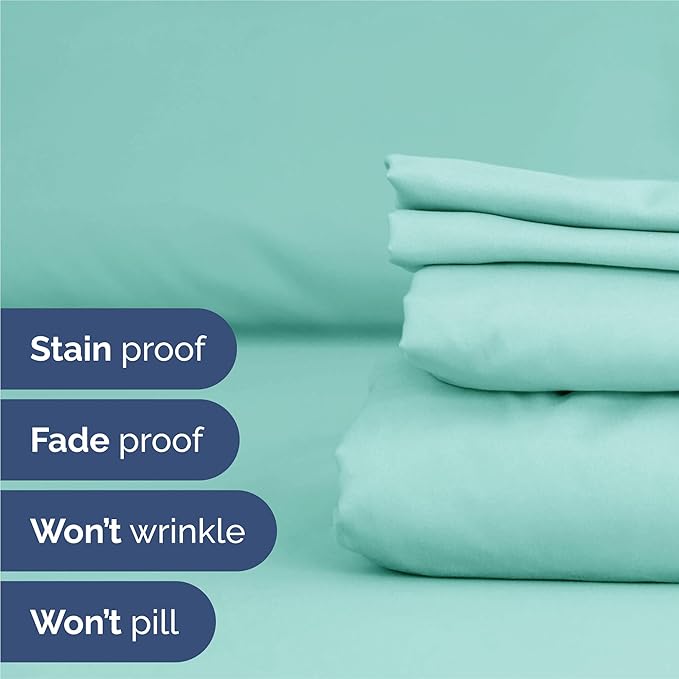 King 6 Piece Sheet Set - Comfy, Breathable & Cooling - Hotel Luxury Bedding for Women, Men, Kids, Teens and Children - 1 Flat & 1 Fitted Sheet & 4 Pillowcases w/ Deep Pockets - Wrinkle Free - Spa Blue