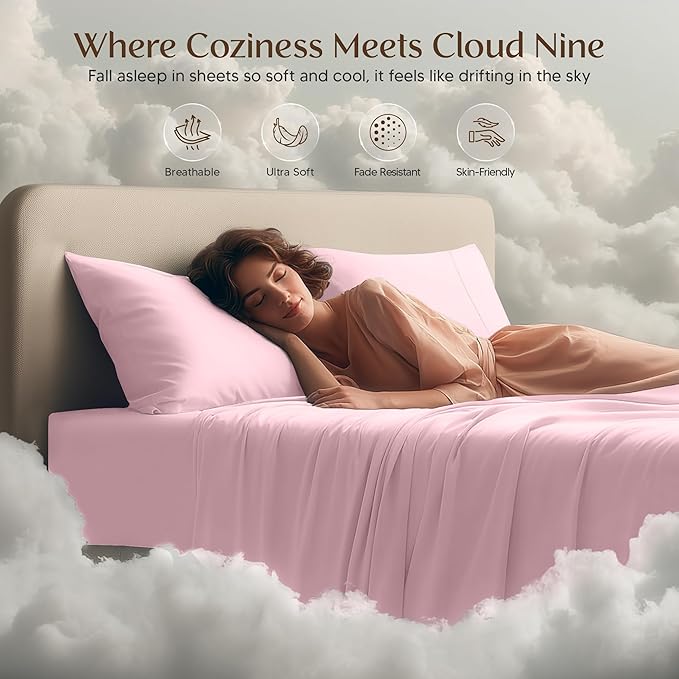 Utopia Bedding Full Size Sheet Set – 4 Piece Bed Sheets, Soft and Breathable Microfiber, Includes 1 Fitted Sheet, 1 Flat Sheet and 2 Pillowcases – Oeko Tex (Crystal Pink)