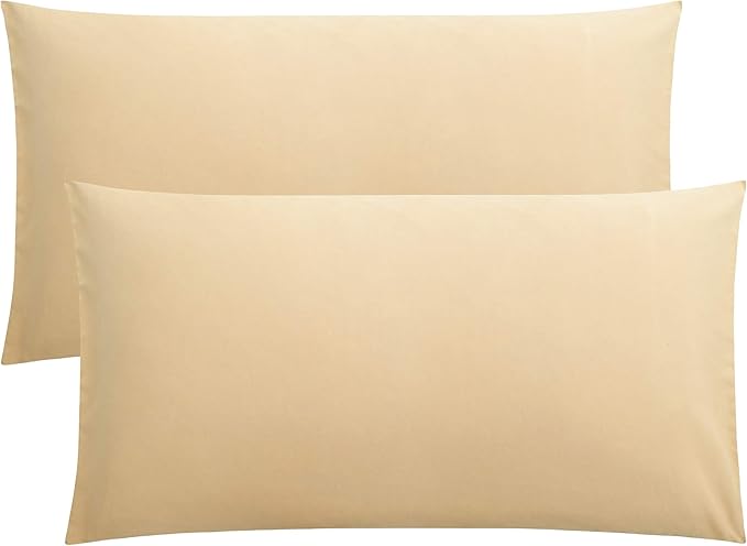 FLXXIE King Pillow Cases Set of 2, Soft Microfiber Pillow Covers with Envelope Closure, Wrinkle, Fade and Stain Resistant Pillowcases, 20x36, Light Taupe