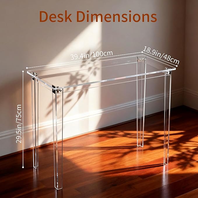 Acrylic Desk, Clear Modern Writing Table for Home Office (Clear, Nomal)