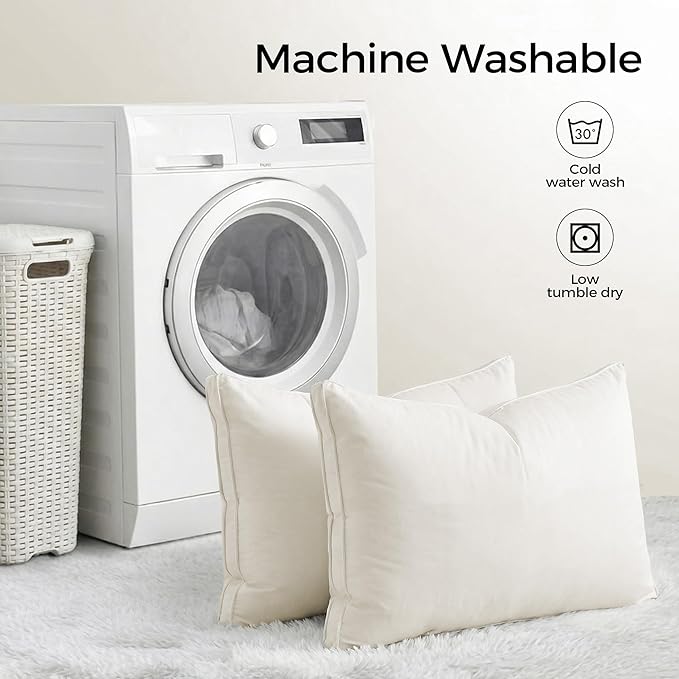 puredown® Gusseted Goose Feather Down Pillows, 100% Organic Cotton Cover, Luxury Hotel Collection Bed Pillows for Sleeping Set of 2, Standard Size