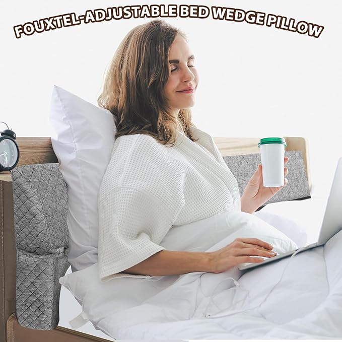 4 Modes Queen Size Pillow Wedge for Headboard Gap, Foldable Bed Wedge Pillow, Bed Gap Filler Fill The Gap (0-7"), Mattress Gap Filler Long Pillow Between Headboard and Mattress (Dark Grey, Queen)