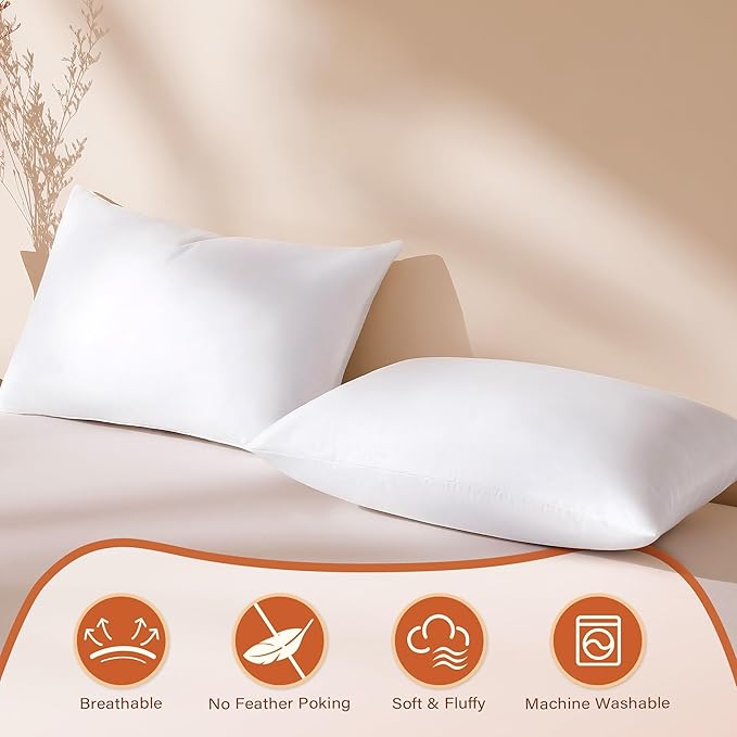 DOWNSTORIA 12x20 Feather Down Pillow Inserts Set of 2, Decorative Pillows with 100% Coton Cover, Throw Pillow for Bed, Couch and Sofa.