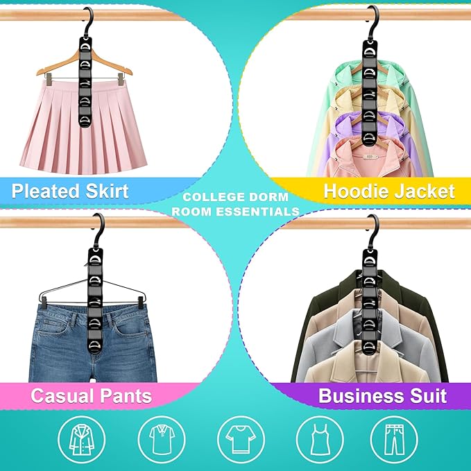 Closet Organizers and Storage,Upgraded Organization and Storage Clothes Hanger,8 Pack College Dorm Room Essentials,Sturdy Closet Organizer Home Essentials Space Saving Hangers for Thick Clothe