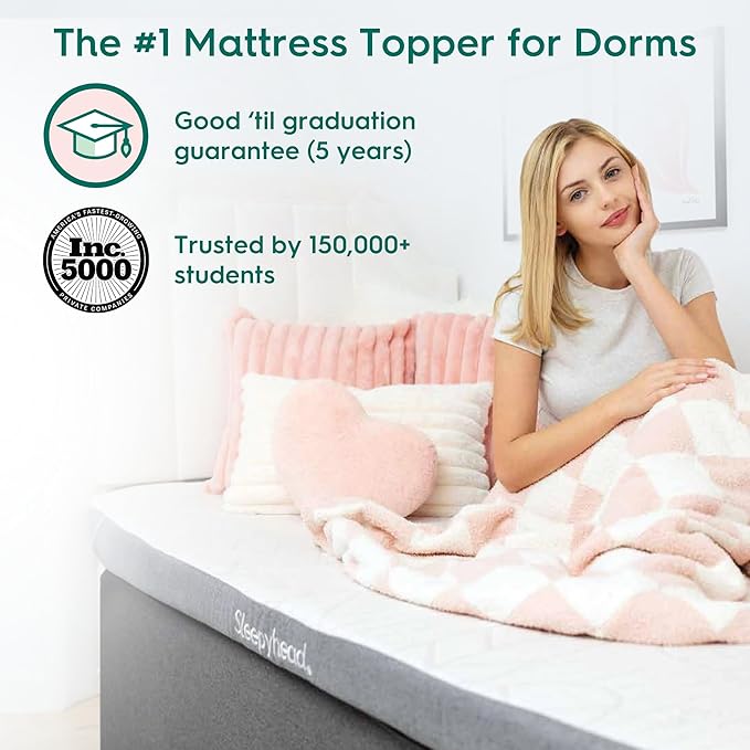 Sleepyhead Full 3 Inch Mattress Topper, Super Gel & Copper-Infused Memory Foam for College Dorm Beds, Cooling & Support, Made in USA, Removable Washable Cover, CertiPUR-US® Certified (Full 3")