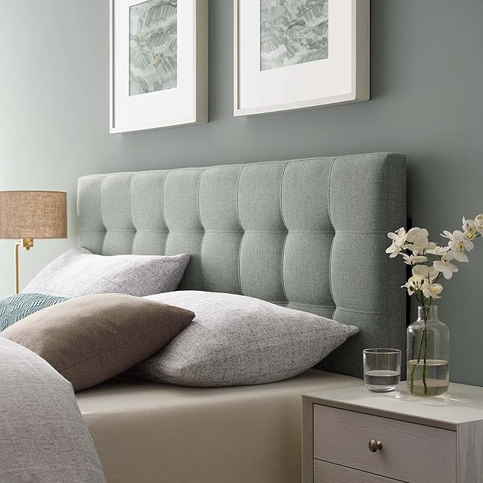 Modway Lily Tufted Linen Fabric Upholstered Full Headboard in Gray
