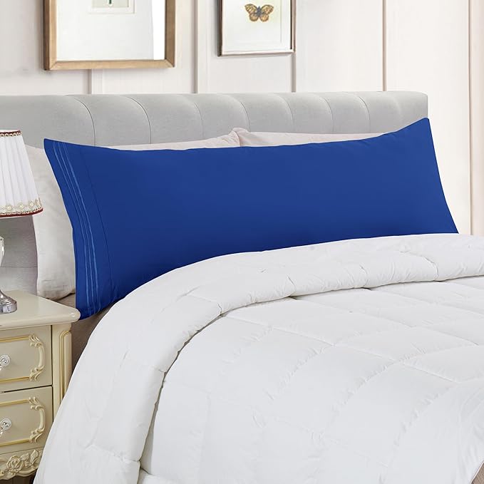 Elegant Comfort Luxury Ultra-Soft 1-Piece Body Pillowcase - 1500 Premium Hotel Quality Microfiber Double Brushed - Wrinkle Resistant, Body Pillowcase Size, Royal Blue