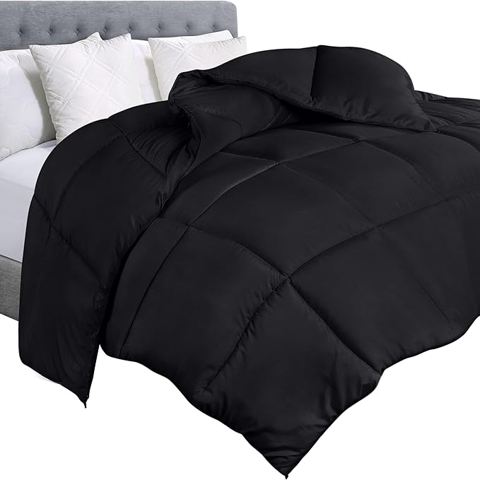 Utopia Bedding King Comforter Duvet Insert, Quilted Black Comforter with Corner Tabs, Box Stitched Down Alternative Comforters King Size 90 x 102 inches