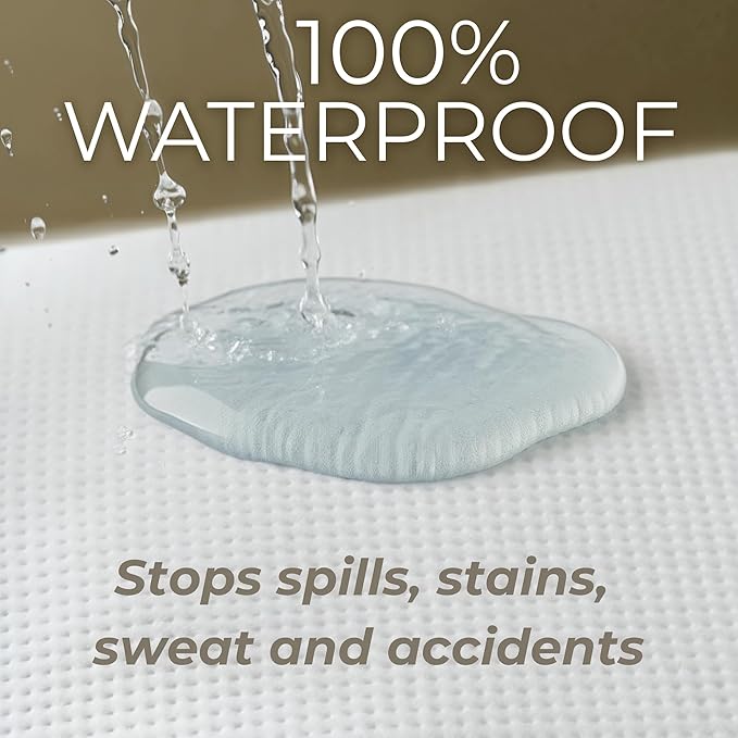 Queen Size Premium Mattress Protector | 100% Waterproof Tencel Cover | Cooling & Breathable Deep Pocket Mattress Pad Queen | Noiseless, Hypoallergenic, Soft, Washable Fitted Bed Protector