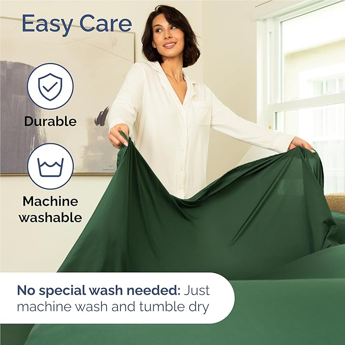 Full Size 4 Piece Sheet Set - Comfy Breathable & Cooling Sheets - Hotel Luxury Bed Sheets for Women & Men - Deep Pockets, Easy-Fit, Soft & Wrinkle Free Sheets - Emerald Green Oeko-Tex Bed Sheet Set