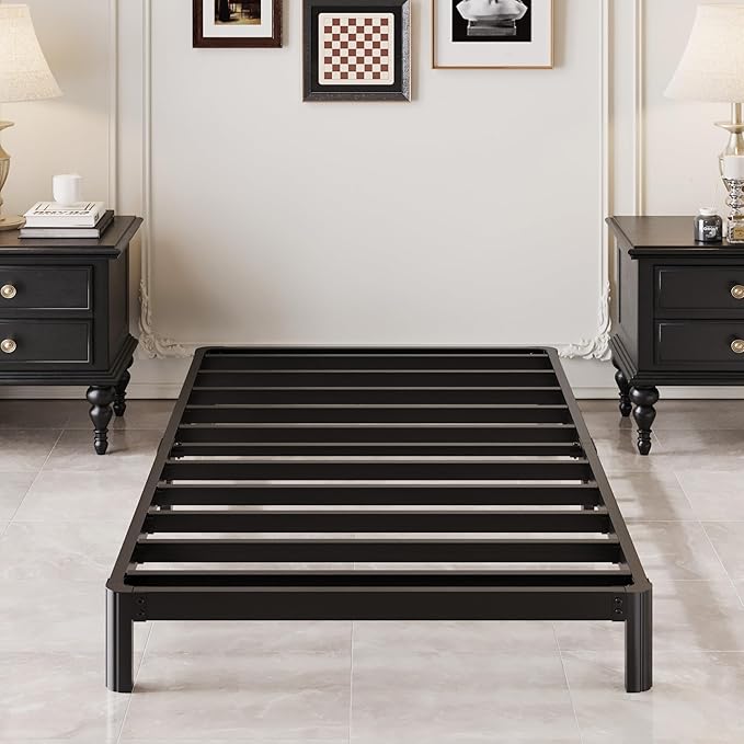 Lutown-Teen 5 Inch Low Twin Bed Frames with Rounded Corner Legs, 1000 LBS Heavy Duty Metal Twin Platform Bed Frame with Steel Slats Support, No Box Spring Needed, Noise Free, Easy Assembly