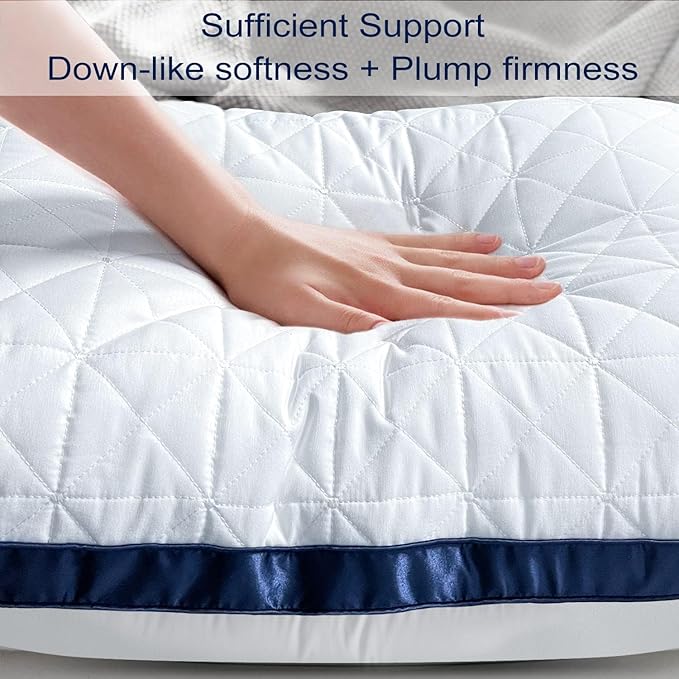 Pillows Queen Size Set of 4, Queen Pillows 4 Pack, Cooling Hotel Luxury Pillow for Bed Sleeping, Supportive Breathable Down Alternative Gusseted Pillow for Side Stomach or Back Sleepers