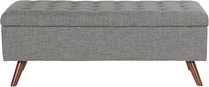 HomePop Modern Tufted Storage Bench - Medium Gray