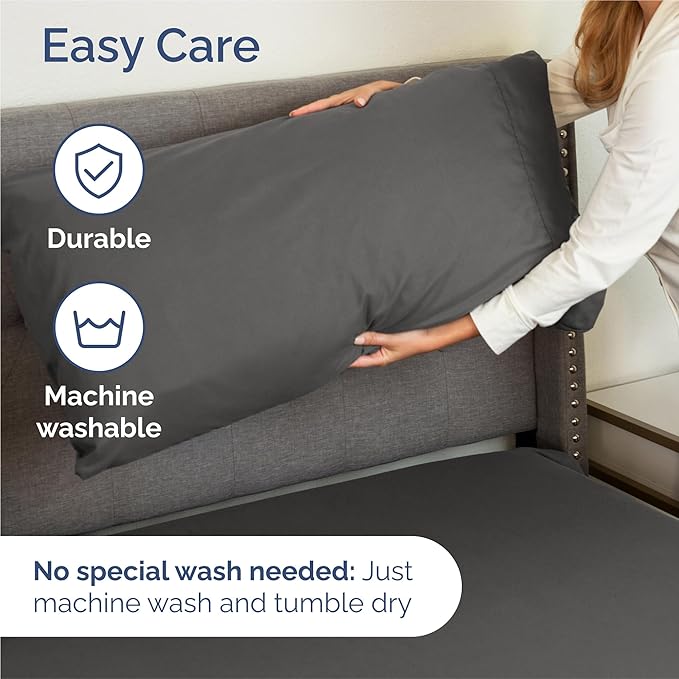 Split King 7 Piece Sheet Set - Comfy, Breathable & Cooling - Soft Hotel Luxury Bedding for Women, Men, Kids, Teens and Children - 1 Flat & 2 Fitted Sheets & 4 Pillowcases with Deep Pockets - Charcoal