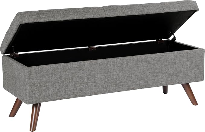 HomePop Modern Tufted Storage Bench - Medium Gray