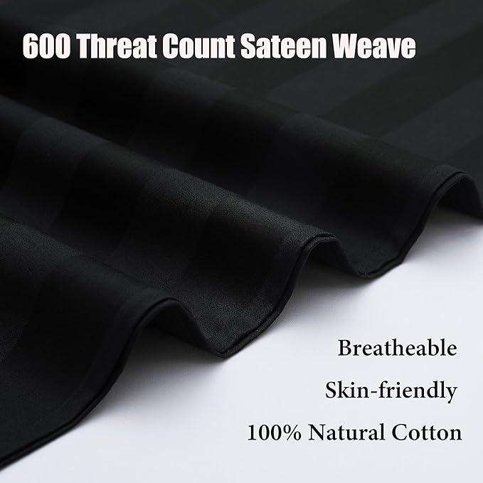 100% Cotton Classic Pillow Protectors with Invisible Zipper, 600 Thread Count Sateen Weave Soft and Breathable Pillow Cases, Protect Pillows from Dirt, Dust and Debris (Queen, 20"x30", Set of 2)