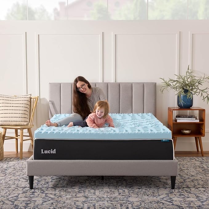 LUCID 3 Inch Gel Memory Foam Mattress Topper, California King size – 5 Zones – Cooling Gel Infusion – CertiPur Certified Foam