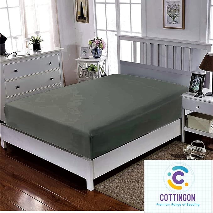 Cot Size 28" x 75" Fitted Sheet, 100% Egyptian Cotton, Perfect for Camp Bunk Beds/RVs/Guest Beds/Army Cots/Replacement Mattress (Stone Grey)
