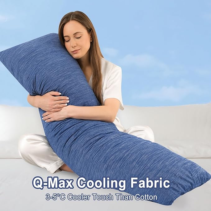 DWCN Memory Foam Body Pillow – Cooling Breathable & Supportive Full Length Pillow for Side Sleepers, Pregnancy, Leg & Back Pain Relief, 20x54 Inch Blue