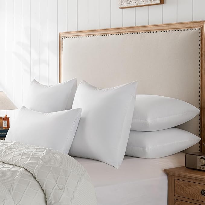 basic home® Hotel-Style Goose Feather Pillow Insert for Sofa & Bed - 100% Odorless & Plump Cushion Filler - 233TC Cotton with Inner Liner to Prevent Poking (16x16 Inch)