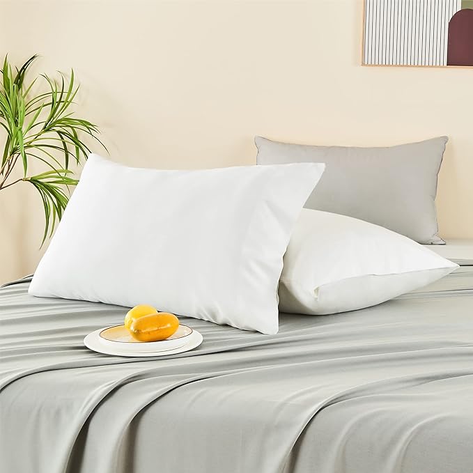 BEDELITE King Size Pillow Cases Set of 2, Rayon Derived from Bamboo, Cooling Pillow Cases for Hot Sleepers & Night Sweats, Breathable and Silky Soft Envelope Pillowcases(White, 20"x36")