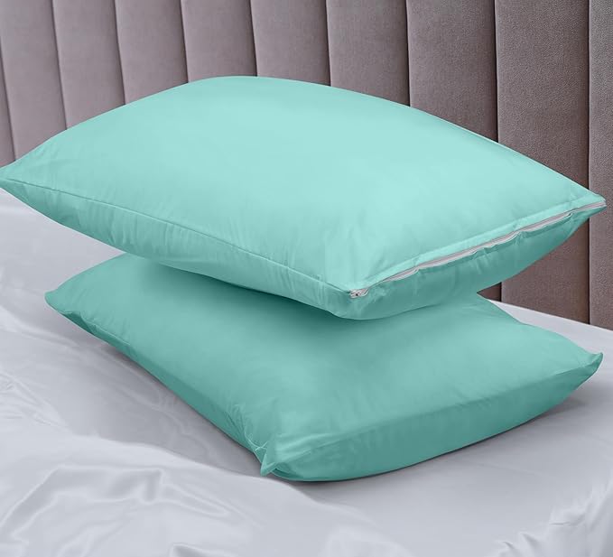 Utopia Bedding Premium 100% Waterproof Pillow Protectors with Zipper Queen Size (Set of 2), Bed Bug and Dust Mite Proof Zippered Pillow Covers, Pillow Encasement Cases, Spa Blue