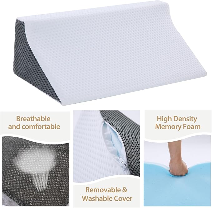 Wedge Pillow for Side Sleeping, Side Sleeper Body Back Positioners for Back Pain, Preventing Bedsores, After Surgery, Pregnancy Support, Ankle Support, Bed Wedge Pillow for Side Sleepers