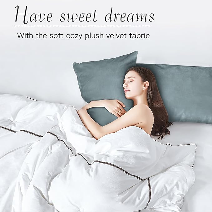 StangH Nursery Stone Blue Velvet Pillowcase Bed Pillow Cover for Hair and Skin, Queen Size 20 x 30 inches Set of 2, Luxury Warm Pillow Cover with Hidden Zipper