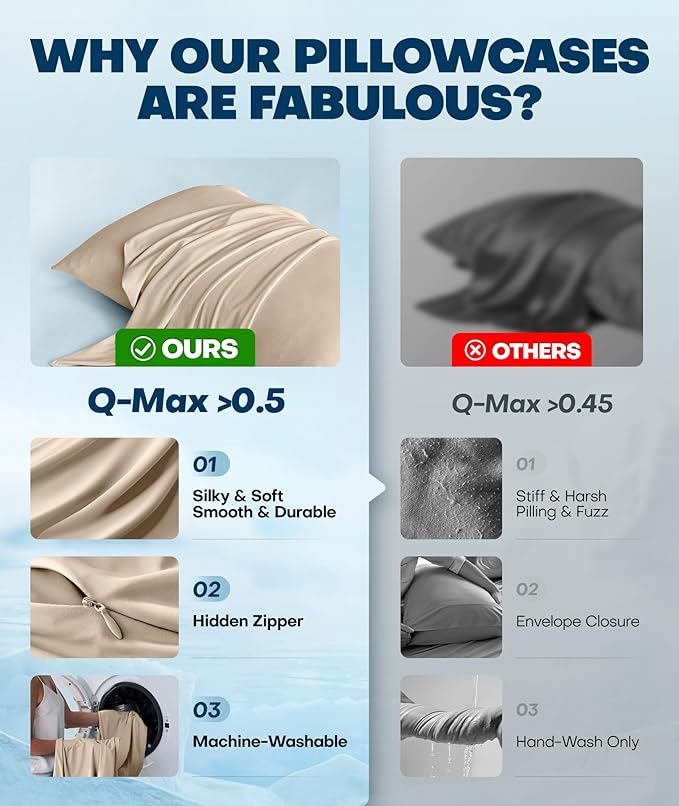 Ice Cooling Body Pillowcase for Hot Sleepers – Stays Cool All Night, Silky Touch Long Body Pillow Cases with Invisible Zipper, Soft & Breathable Body Pillow Cover, Gift for Men Women - 20"x54", Beige