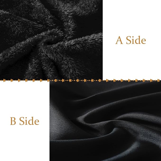 Whatsbedding Sherpa Body Pillow Cover, Ultra Soft Faux Fur Body Pillowcase, Luxury Shaggy Plush Long Pillowcase, Envelope Closure - Black (20x54 inch)