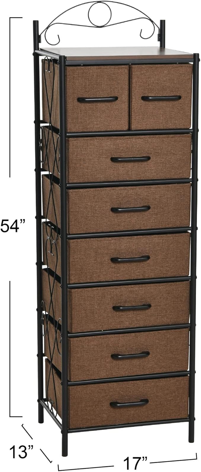 Household Essentials Walnut & Iron Eight-Drawer Dresser Tower