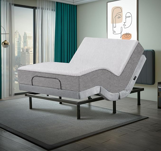 Premium Twin XL Adjustable Bed with 13 Inch Prime Gel Memory Foam Mattress, Massage, Zero Gravity, Anti-Snore, Programmable Memory Positions, USB, Underbed Lighting, Zero Clearance