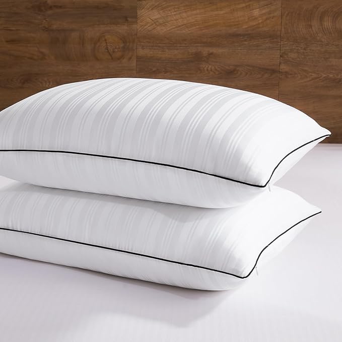 downluxe Goose Feather and Down Pillows - Hotel Collection Feather Pillows for Back, Stomach or Side Sleepers, Bed Pillows King Size Set of 2 (20"x36")