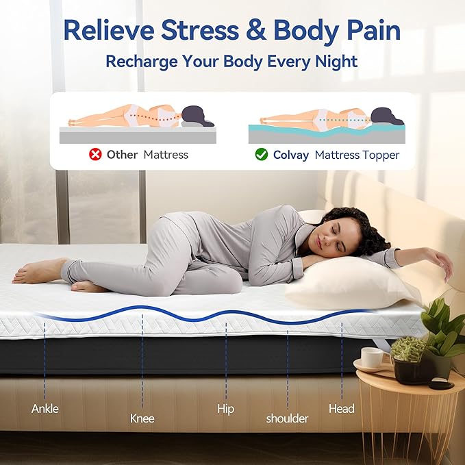 3 Inch Gel Memory Foam Mattress Topper Twin XL Size for Back Pain, Cooling Mattress Pad Bed Topper with Removable and Washable Bamboo Cover, CertiPUR-US & Oeko-Tex Certified – White