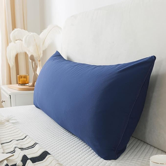 WhatsBedding Memory Foam Body Pillow with Cooling Zippered Cotton Cover, Full Body Pillow for Adults, Long Pillow for Sleeping, Firm Pillow Breathable Fluffy Supportive - Dark Blue