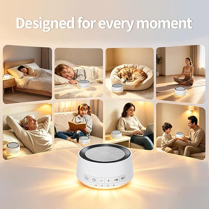 Sound Machine Night Light White Noise Machine with 30 Soothing Sounds 12 Colors Night Light Sleep Machine for Baby Kids Adults Brown Pink Nosie Machine with 32 Volume Levels for Office Home Travel