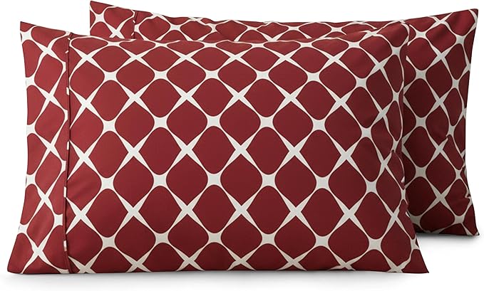 Elegant Comfort Luxury Ultra-Soft 2-Piece Pillowcase Set - 1500 Premium Hotel Quality Microfiber Double Brushed - Wrinkle Resistant, Bloomingdale Burgundy, Standard/Queen Size