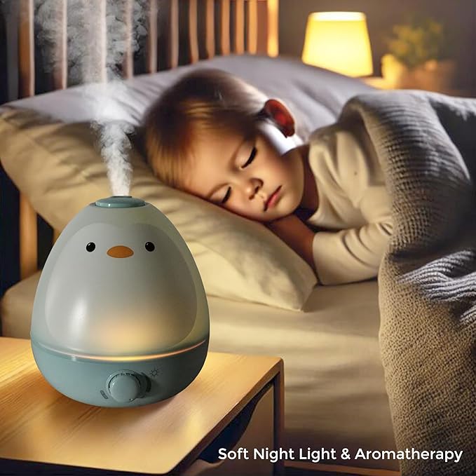 Earnest Living Baby 3-in-1 Cool Mist Humidifier with Essential Oil Diffuser + Nightlight, BPA Free Phenol Free Humidifier for Kids Bedroom, Nursery + Large Rooms, Whisper-Quiet, Auto Shut Off