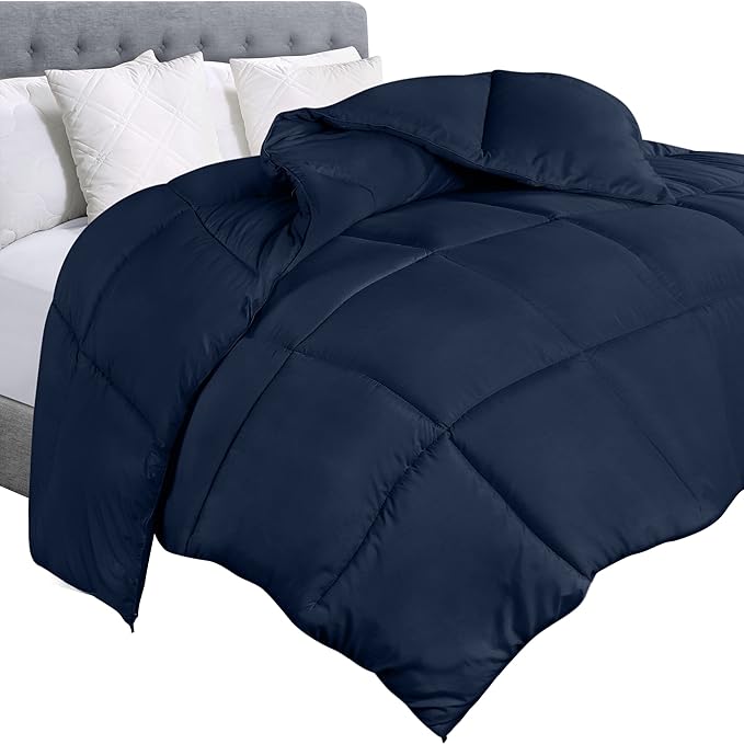 Utopia Bedding Queen Comforter Duvet Insert, Quilted Navy Comforter with Corner Tabs, Box Stitched Down Alternative Comforters Queen Size 88 x 88 inches