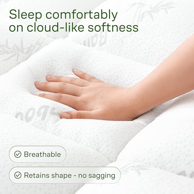 Niagara Sleep Solution Ultra Soft Full Size Mattress Topper - Rayon Derived from Bamboo Pillow Top Mattress Pad for Back Pain Relief - Naturally Cooling for Hot Sleepers, White