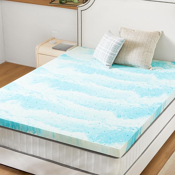 Sweetcrispy Memory Foam Mattress Topper California King, 4 Inch Thick Gel Infused Cooling Toppers Pad for Bed, Sleeper Sofa, RV, Camper, CertiPUR US Certified, Ventilated and Breathable