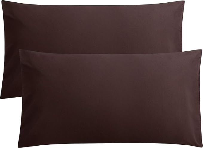 FLXXIE King Pillow Cases Set of 2, Soft Microfiber Pillow Covers with Envelope Closure, Wrinkle, Fade and Stain Resistant Pillowcases, 20x36, Dark Brown