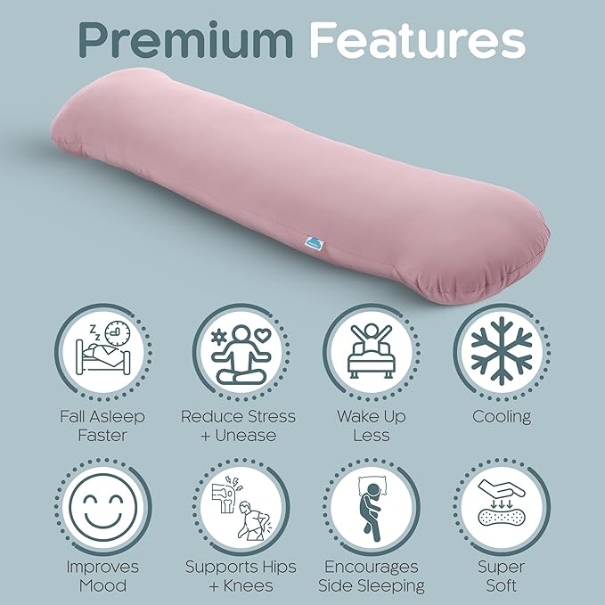 SleepCloud Weighted Body Pillow 8lbs - Weighted Pillow for Deeper Sleep (48" x 14") - Cooling Body Pillows for Adults, Side Sleeper Body Pillows with Cover (X-Large/Blossom)