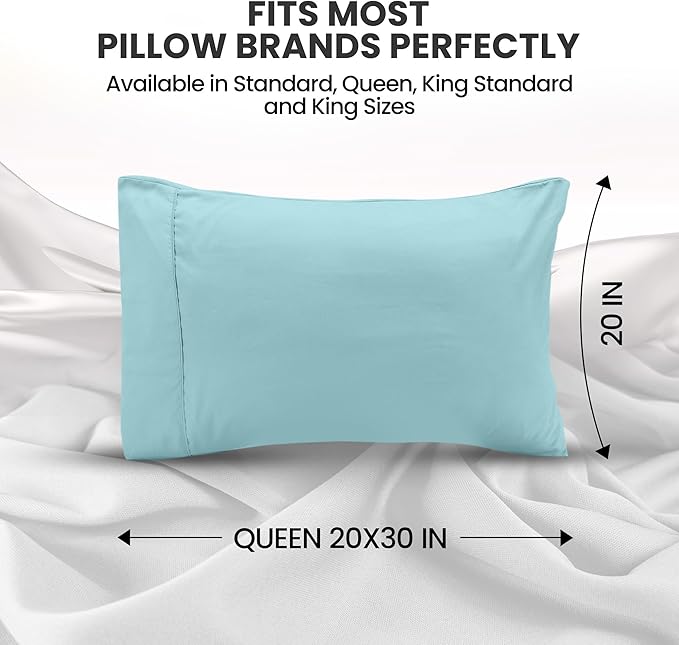 Utopia Bedding Queen Pillow Cases - 2 Pack - Envelope Closure - Soft Brushed Microfiber Fabric - Shrinkage and Fade Resistant Pillow Covers Queen Size 20 X 30 Inches (Queen, Spa Blue)