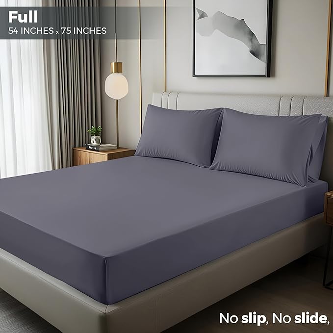 Utopia Bedding Fitted Sheet - Pack of 2 Bottom Sheets - Soft Brushed Microfiber - Deep Pockets, Shrinkage & Fade Resistant - Easy Care (Full, Grey)