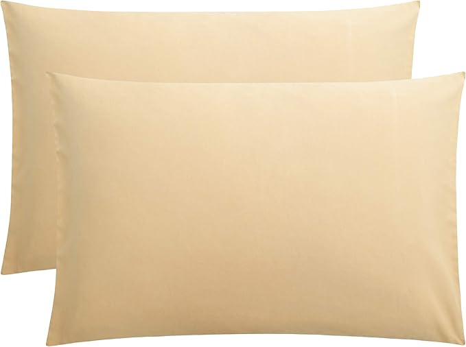 FLXXIE Pillow Cases Queen, Soft Microfiber Pillow Covers with Envelope Closure, Wrinkle Resistant Pillowcases, 2 Piece Set, 20x30, Light Taupe