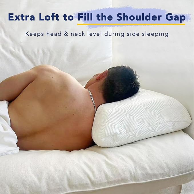 5.5'' High Loft Memory Foam Pillow for Side Sleepers, Extra Thick Firm Pillow for Broad Shoulders & Large Frames, Designed to Stay Elevated, High Profile Pillow with Washable Cover