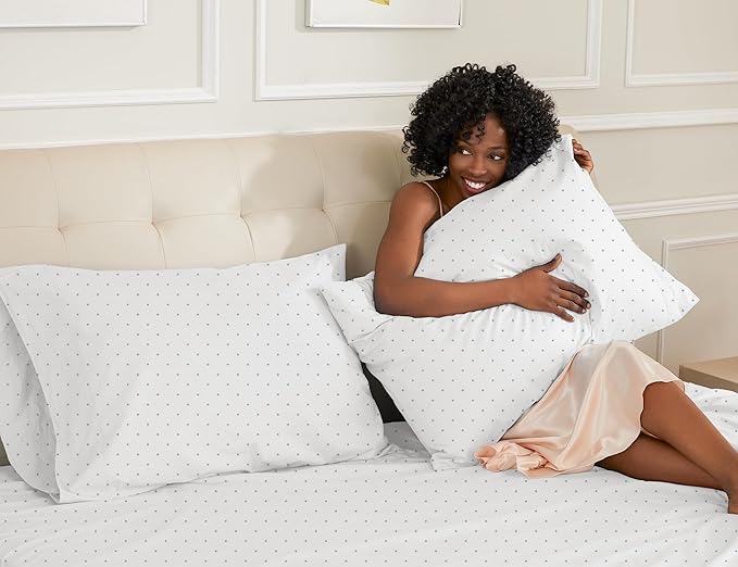 Sunflower Queen Pillowcases Set of 2, 100% Cotton Queen Size Pillow Cases 2, 20×30 inches Powder Dots, Soft and Breathable