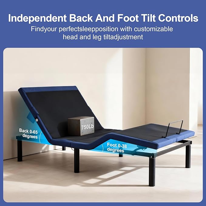 Fromann Adjustable Bed Frame Queen with Wireless Remote and USB Ports, Zero Gravity, Massage, Head and Foot Incline, Under-Bed Lights, Anti-Snore